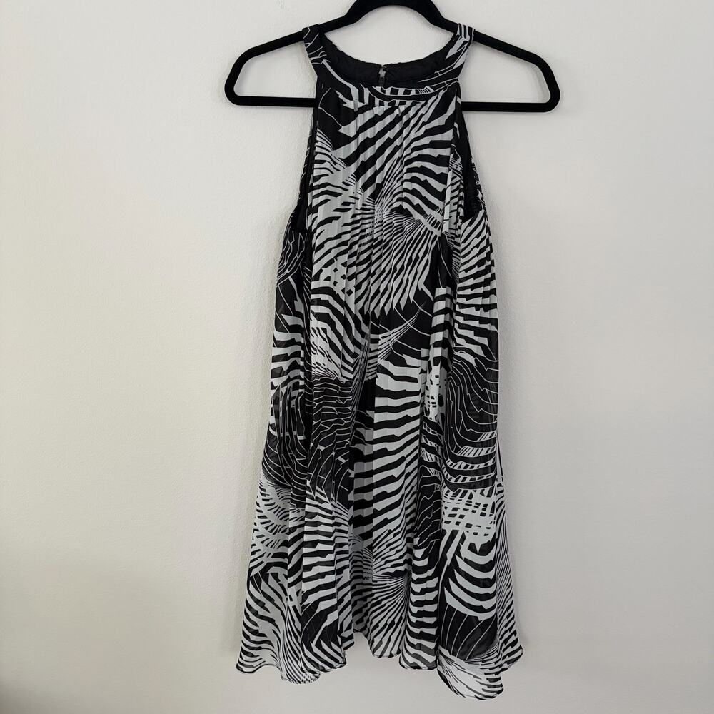 Betsey Johnson Black White High Neck Pleated Dress (Size 4)
